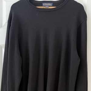 Brooks Brothers XL Men's Black Merino Wool Crew Neck Sweater